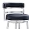 Armen Living Madrid 30" Bar Height Swivel Black Faux Leather and Brushed Stainless Steel Bar Stool LCMABABSBL30 - alternate 7